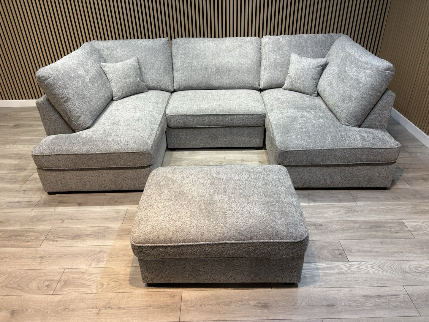 CARNABY Premium Fabric U Shaped Corner Chaise Sofa + Footstool - RRP £1,999