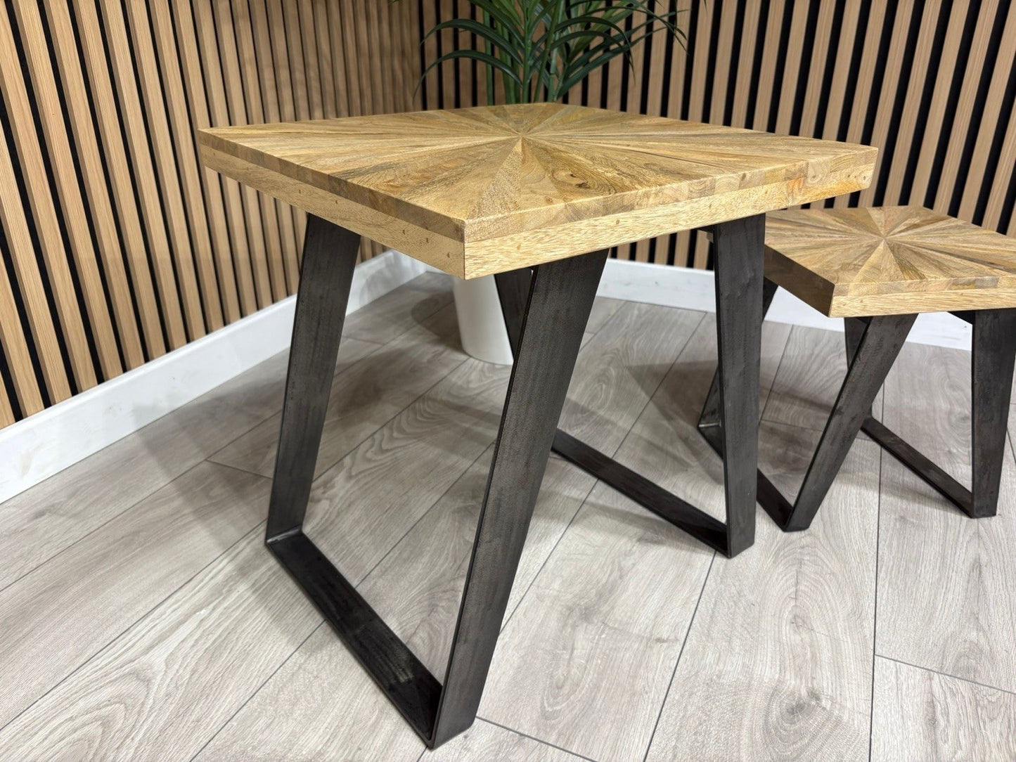 NEXT Sample - Geo Mango Wood Nest Of 2 Tables - RRP: £599