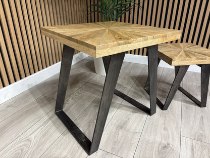 NEXT Sample - Geo Mango Wood Nest Of 2 Tables - RRP: £599