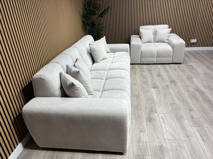 EVE CLOUD Large Fabric 4 Seater Sofa + Armchair, Natural - RRP £2,998