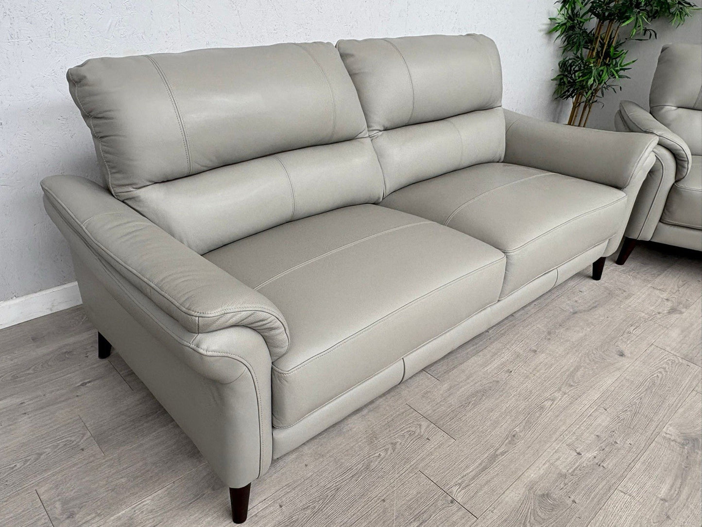 Furniture Village WINNER Leather 3 + 2 Seater Sofa Set, Light Grey - RRP £1,890