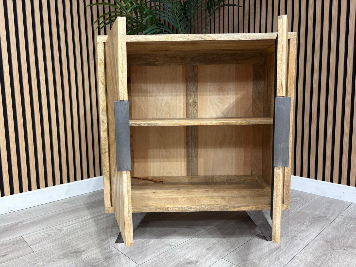 NEXT Sample - Geo Mango Wood Hall Cabinet - RRP: £895