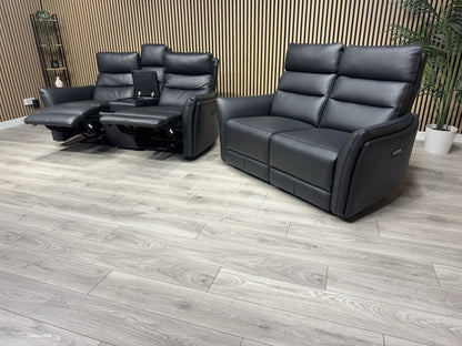 SCS  Cleveley Leather 2+2 Seater Power Recliner/Headrests + Console  - RRP £2898