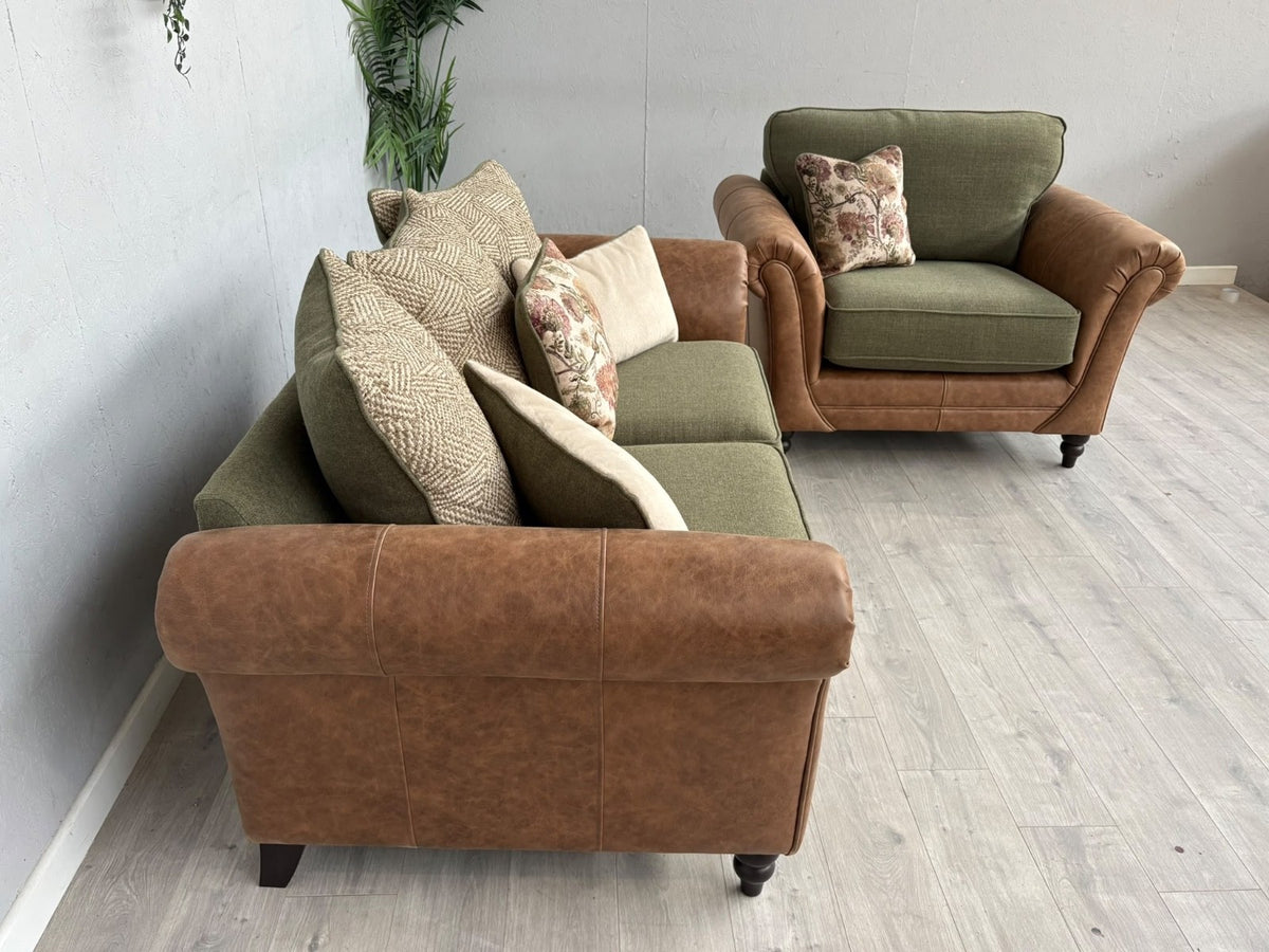 CHATSWORTH Farmhouse Style Fabric 2 Seater Sofa + Love Chair Set RRP £3390