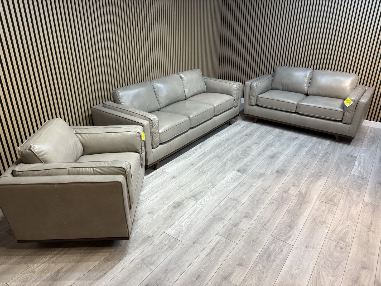 John Lewis Sample VALENCIA 3 Seater + 2 Seater + Armchair Leather Sofa Set