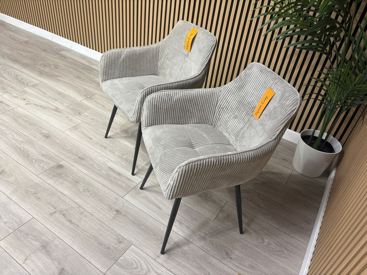 NEXT Sample - Light Grey Corduroy Dining Chairs