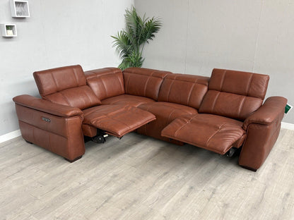 F.V Inca Leather Power Recliner Corner Sofa + Power Headrests - RRP £4095