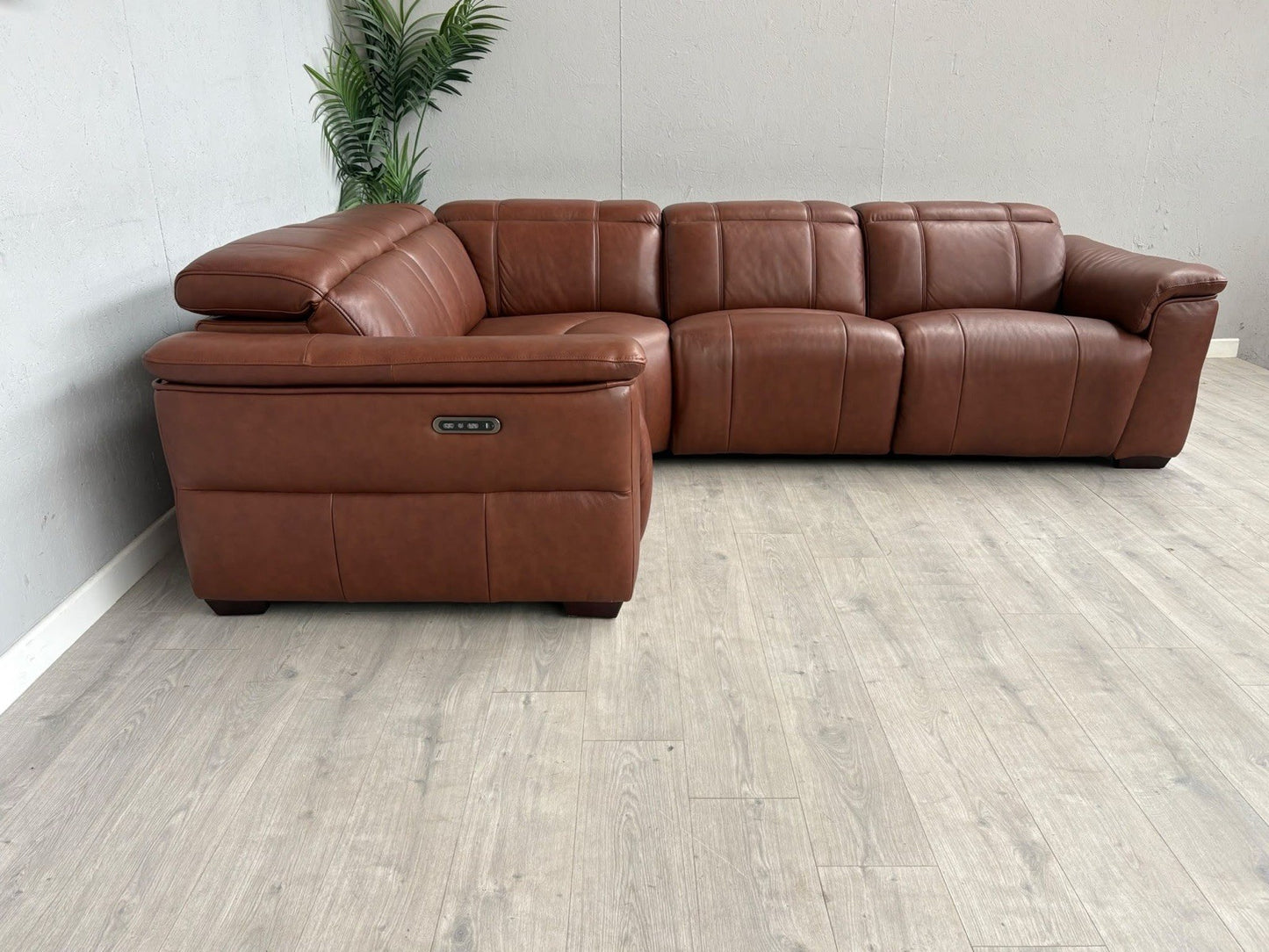 F.V Inca Leather Power Recliner Corner Sofa + Power Headrests - RRP £4095