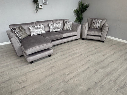 Furniture Village MARIAH Fabric LHF Chaise Corner Sofa + Armchair - RRP £4,140