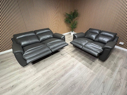 NAVONA 3 Seater + 2 Seater Leather Sofa Set, Power Recliners - RRP £3,498