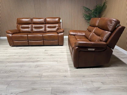 Kingsbury Premium Leather 3+2 Seater Power Recliner Sofa Set - RRP £3898