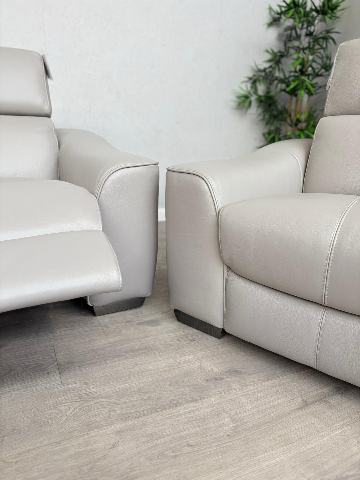 Furniture Village XAVIER Leather 3 + 2 Seater Sofa Set, Power Recliner RRP £4390