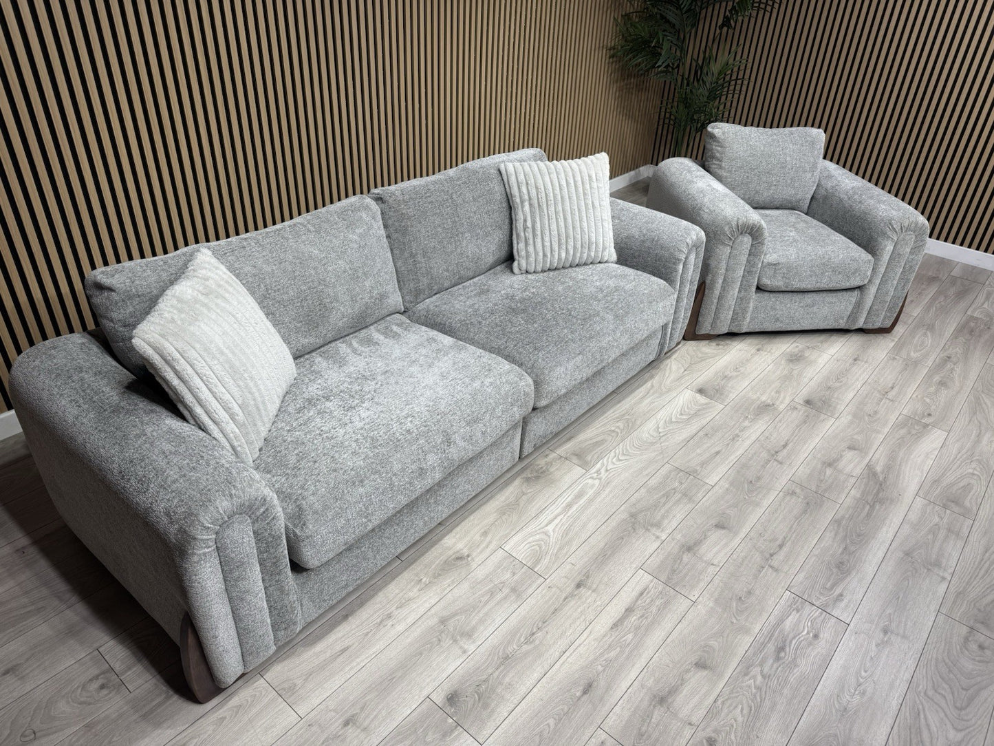 Charlie 4 Seater + Armchair Fabric Sofa Set, Grey - RRP £3098