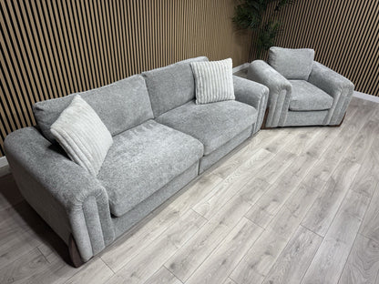 Charlie 4 Seater + Armchair Fabric Sofa Set, Grey - RRP £3098