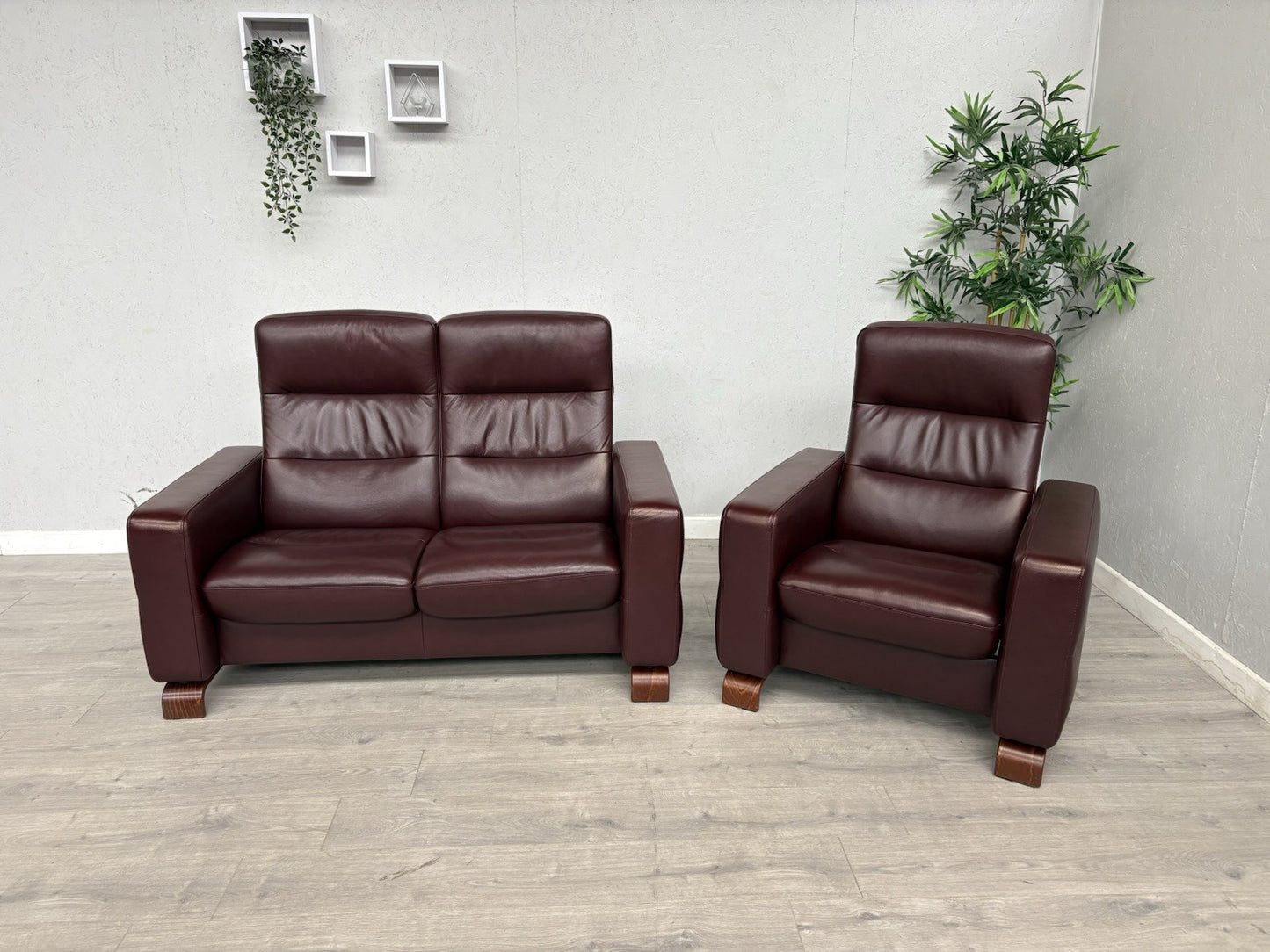 Stressless WAVE Leather High Back 2 Seater Sofa + Armchair  - RRP £4,998