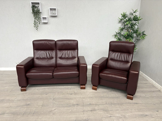 Stressless WAVE Leather High Back 2 Seater Sofa + Armchair  - RRP £4,998