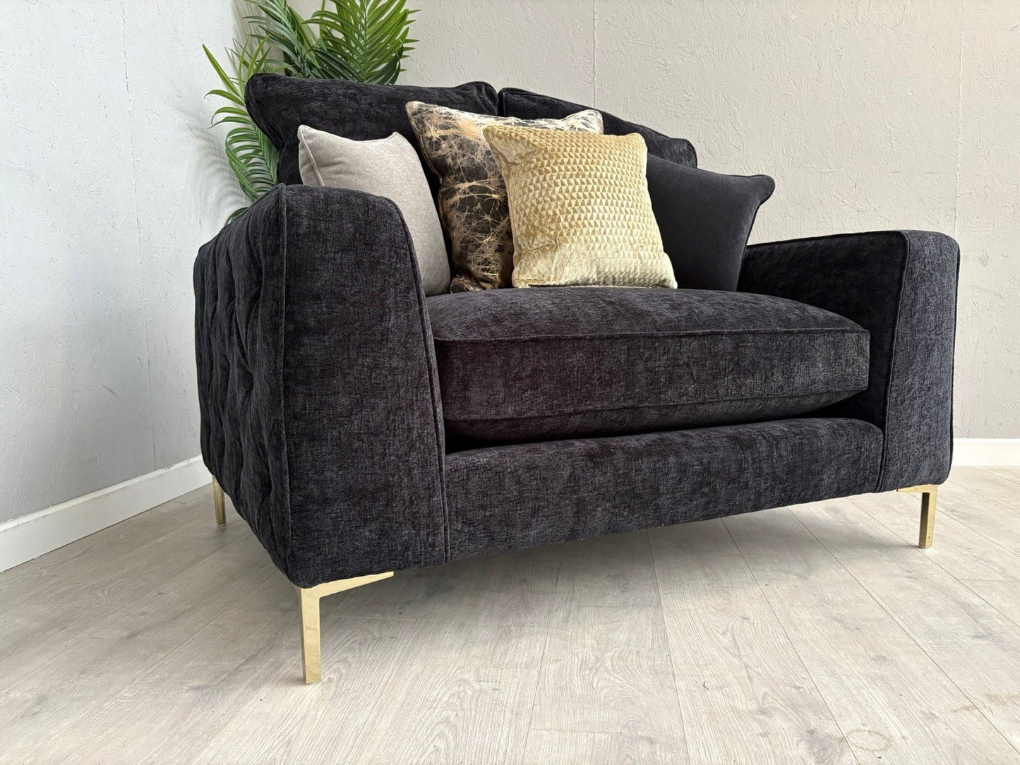 Sofology ROCOCO Fabric Love Seat Armchair / Chair, Verbier Jet - RRP £1599