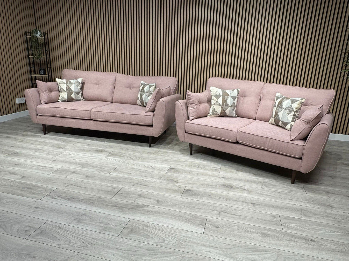 DFS - Zinc 3 & 2 Fabric Seater Sofa Set RRP £1799 Pink