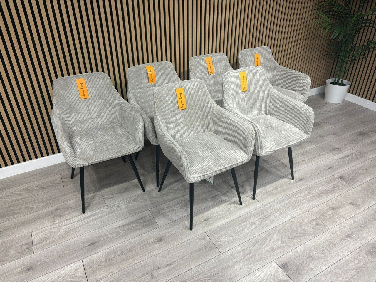 NEXT Sample - Light Grey Corduroy Dining Chairs