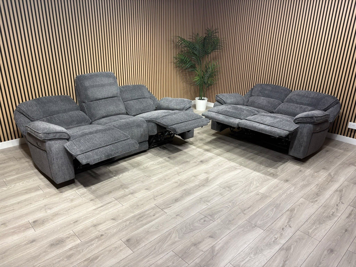 ORLANDO Fabric 3 Seater + 2 Seater Power Recliner Sofa Set - RRP £3398