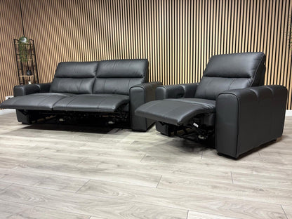 Bellagio Leather 3 Seater + Armchair Sofa Set, Power Recliners RRP: £3440