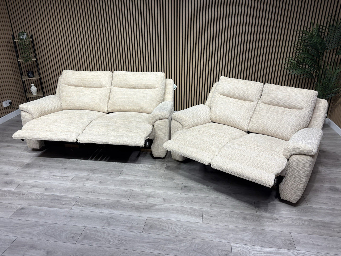 NAVONA 3 Seater + 2 Seater Fabric Sofa Set, Power Recliners - RRP £3,298