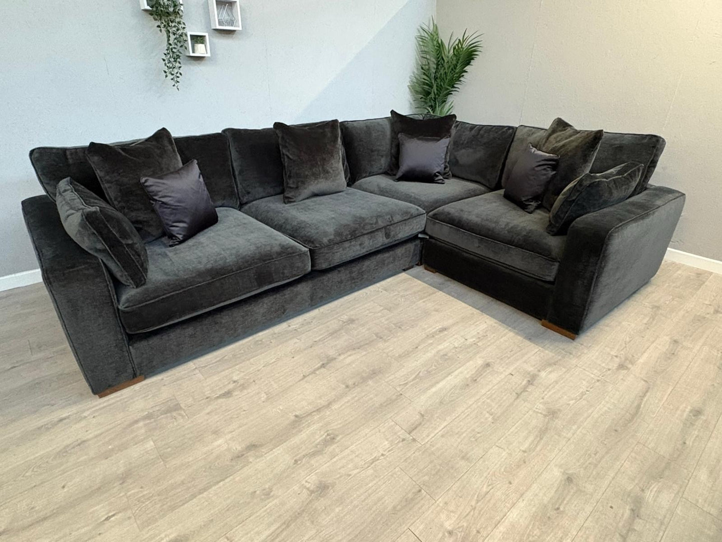 Sofology CAVALLI Fabric 3 Corner 1.5 Sofa + Footstool, Slate  - RRP £5,798