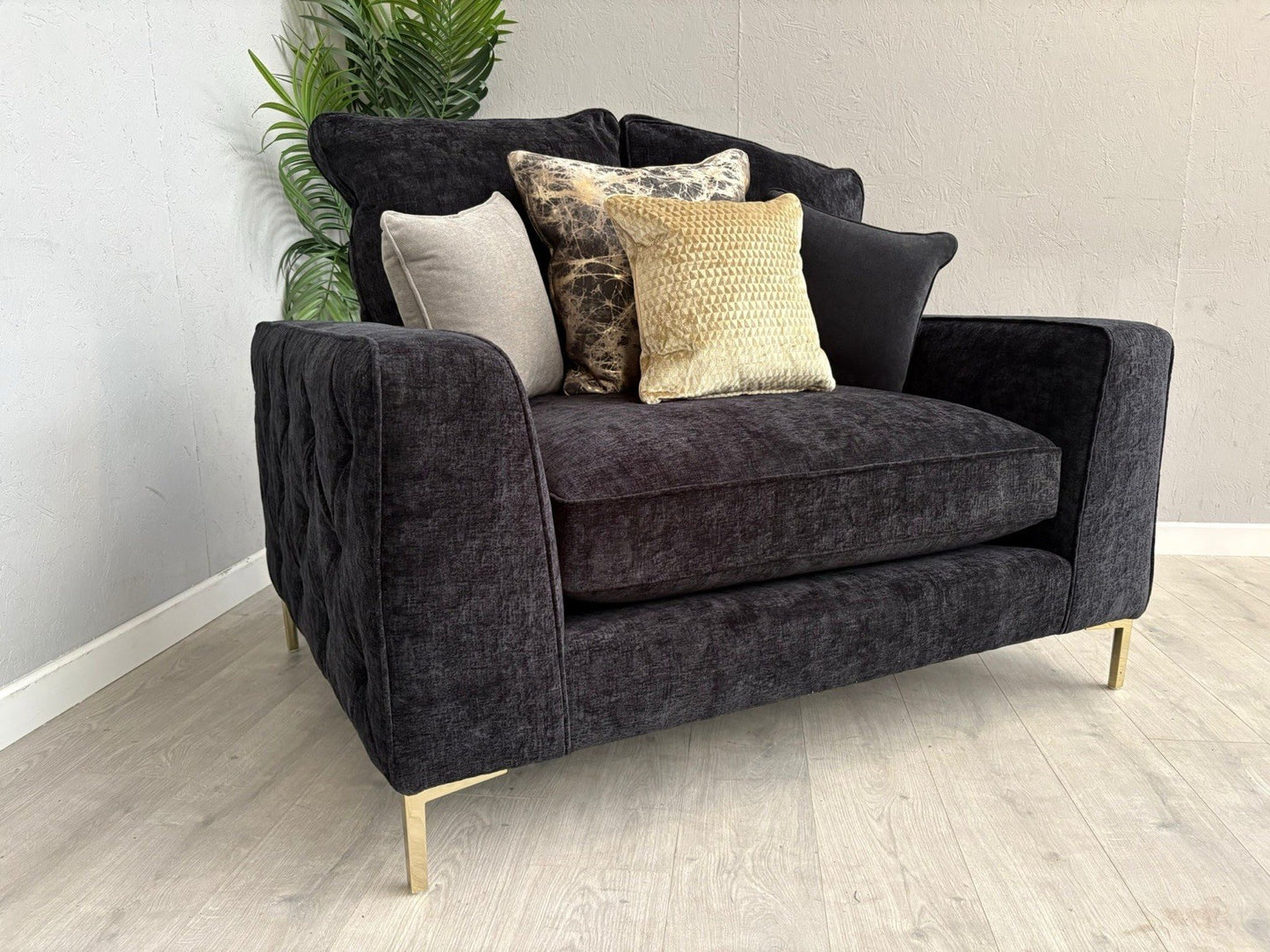 Sofology ROCOCO Fabric Love Seat Armchair / Chair, Verbier Jet - RRP £1599