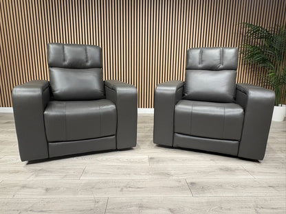 SCS Adstock x2 Leather Power Recliner Chairs with Power Head Tilt RRP £2258