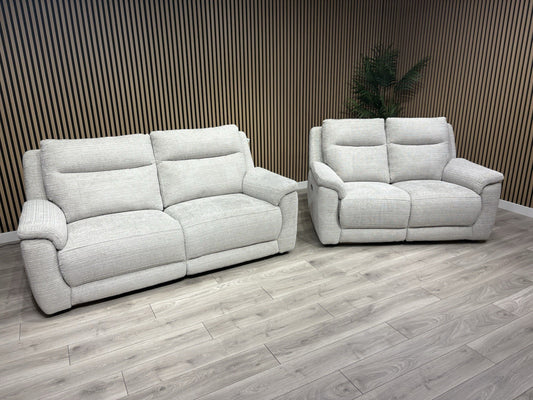 NAVONA 3 Seater + 2 Seater Fabric Sofa Set, Power Recliners - RRP £3,298