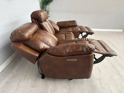 DFS Bravado Leather 3 Seater Sofa, Power Recliners, Fold Down Table - RRP £1,999
