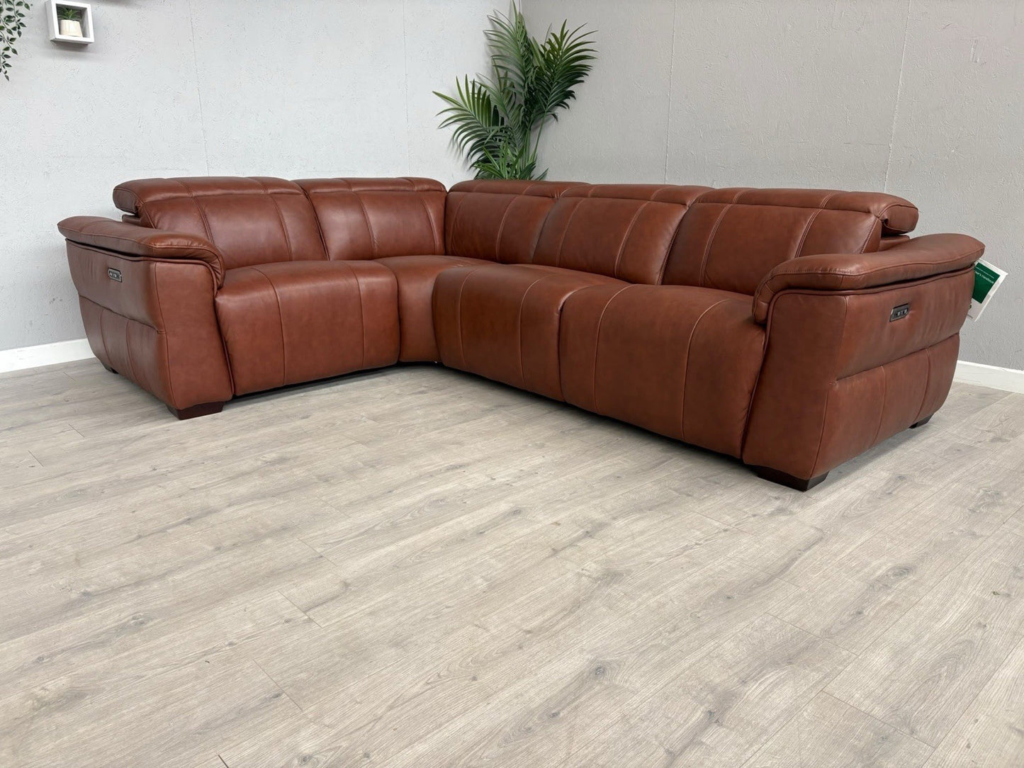 F.V Inca Leather Power Recliner Corner Sofa + Power Headrests - RRP £4095