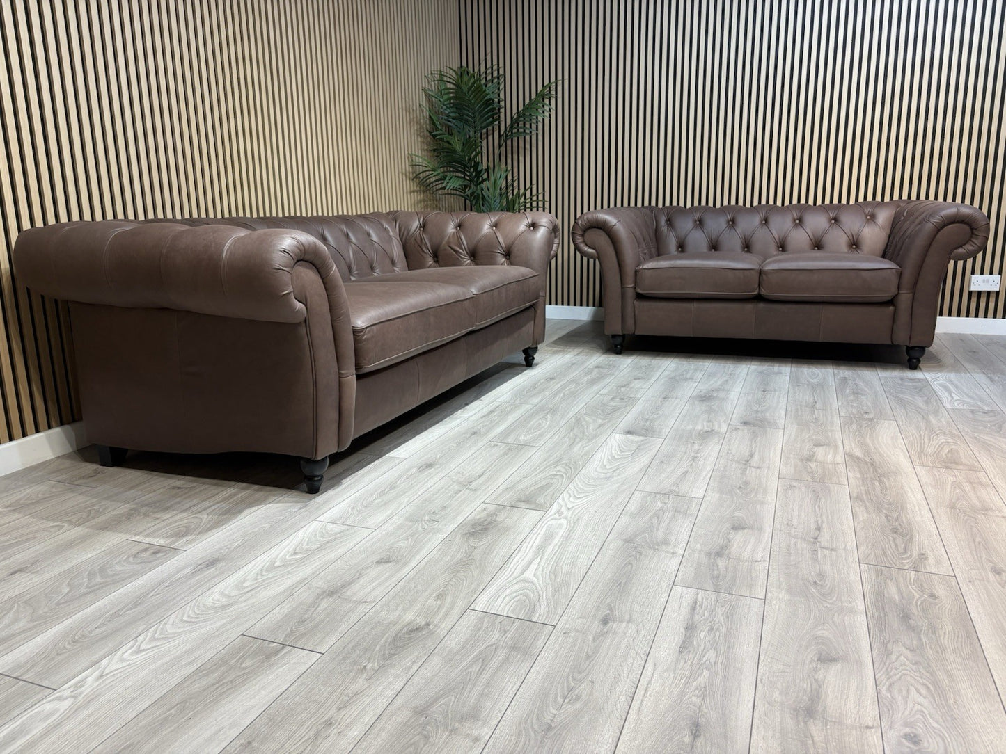 Next GOSFORD Leather Chesterfield Large 3 Seater + 2 Seater Sofa Set - RRP £5490