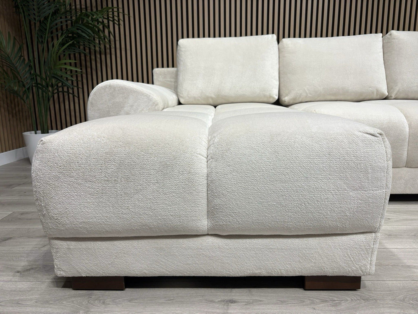 AZZURO Premium Fabric LHF Corner Chaise Sofa Bed with Storage, Cream RRP £1,799