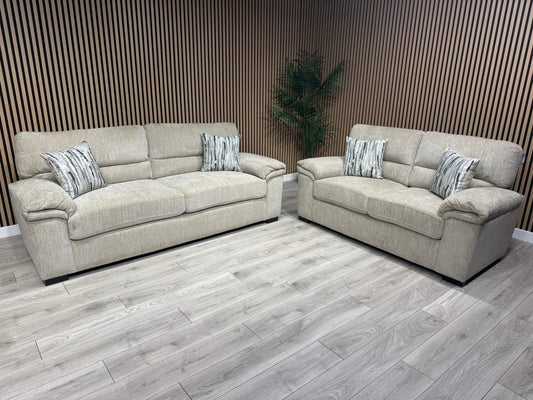 DFS Sample - DEXTER 3 Seater + 2 Seater Sofa Set, Formal Back - RRP £1,898
