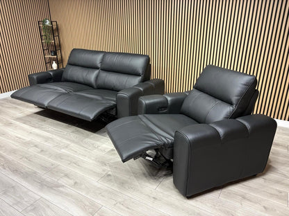 Bellagio Leather 3 Seater + Armchair Sofa Set, Power Recliners RRP: £3440