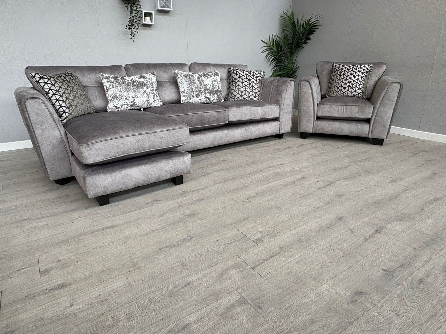 Furniture Village MARIAH Fabric LHF Chaise Corner Sofa + Armchair - RRP £4,140