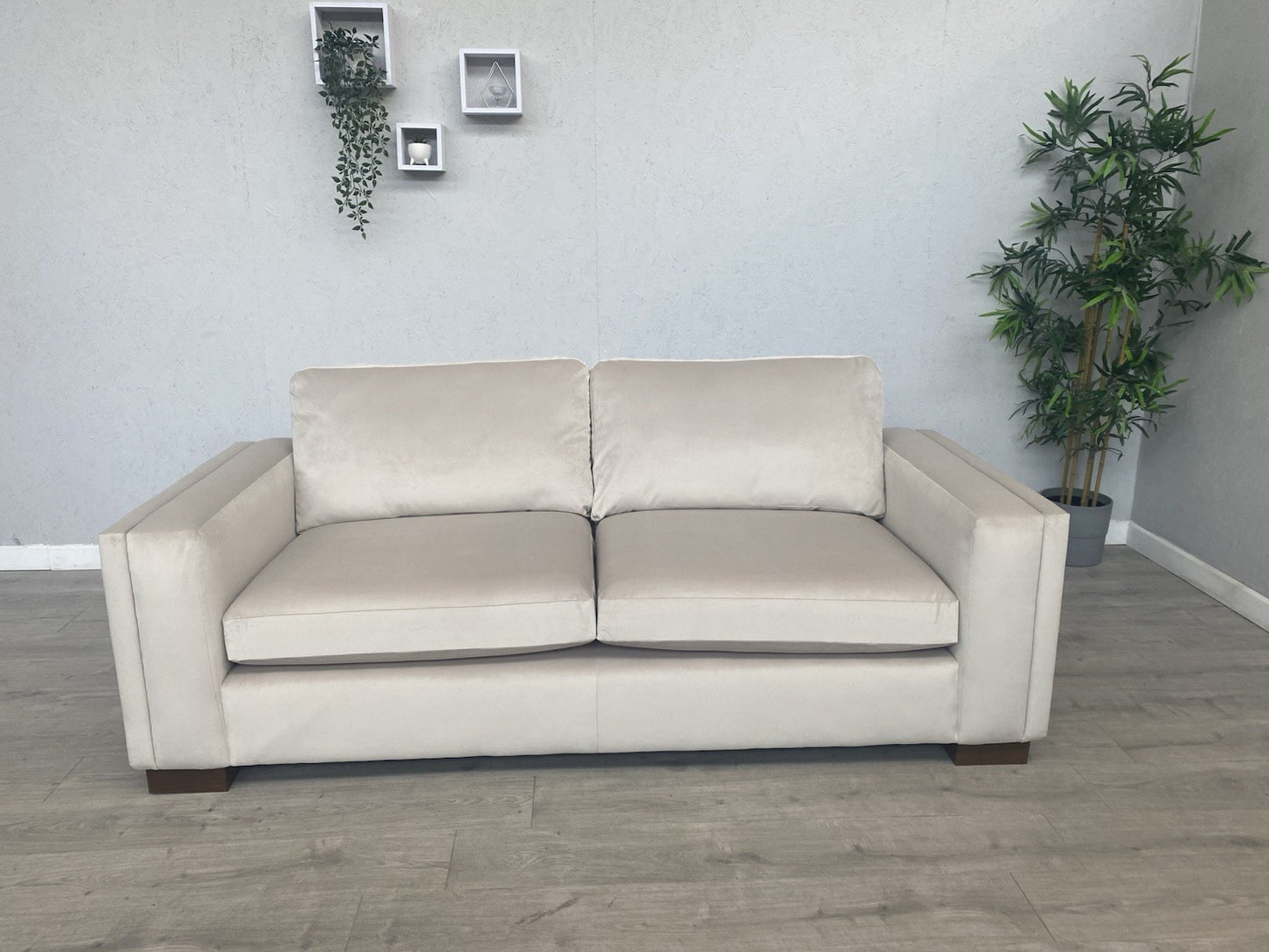 Very Home MAISON Velvet Fabric 3 Seater Sofa, Natural - RRP £1,199