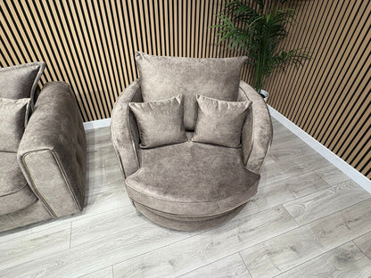 DFS - CHERISHED Style 3 Seater Sofa + Swivel Armchair, Formal Back - RRP £2,248