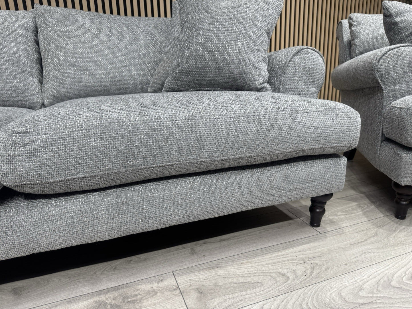 Laura Ashley LYNDEN Style Fabric 3 Seater + 2 Seater Sofa Set, Grey - RRP £2,700