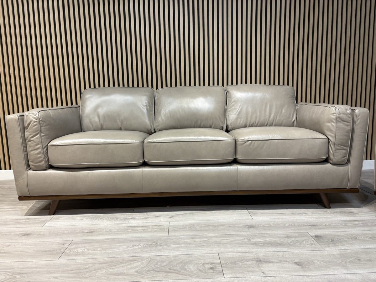 John Lewis Sample VALENCIA Leather 3 Seater Sofa, Greige - RRP £2299