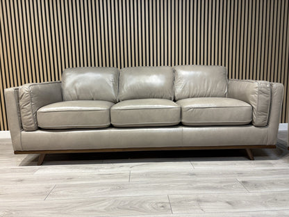 John Lewis Sample VALENCIA Leather 3 Seater Sofa, Greige - RRP £2299