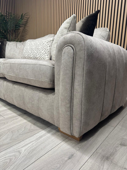 DEVINE Glamour Large Fabric 2 Corner 2 Sofa, Gemini Silver - RRP £2,895