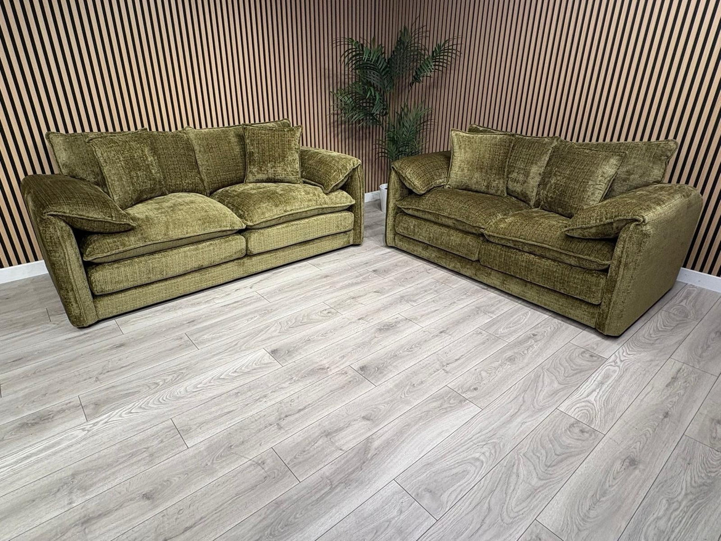 SOLICE Fabric 3 Seater + 2 Seater Sofa Set, Green - RRP £2,498