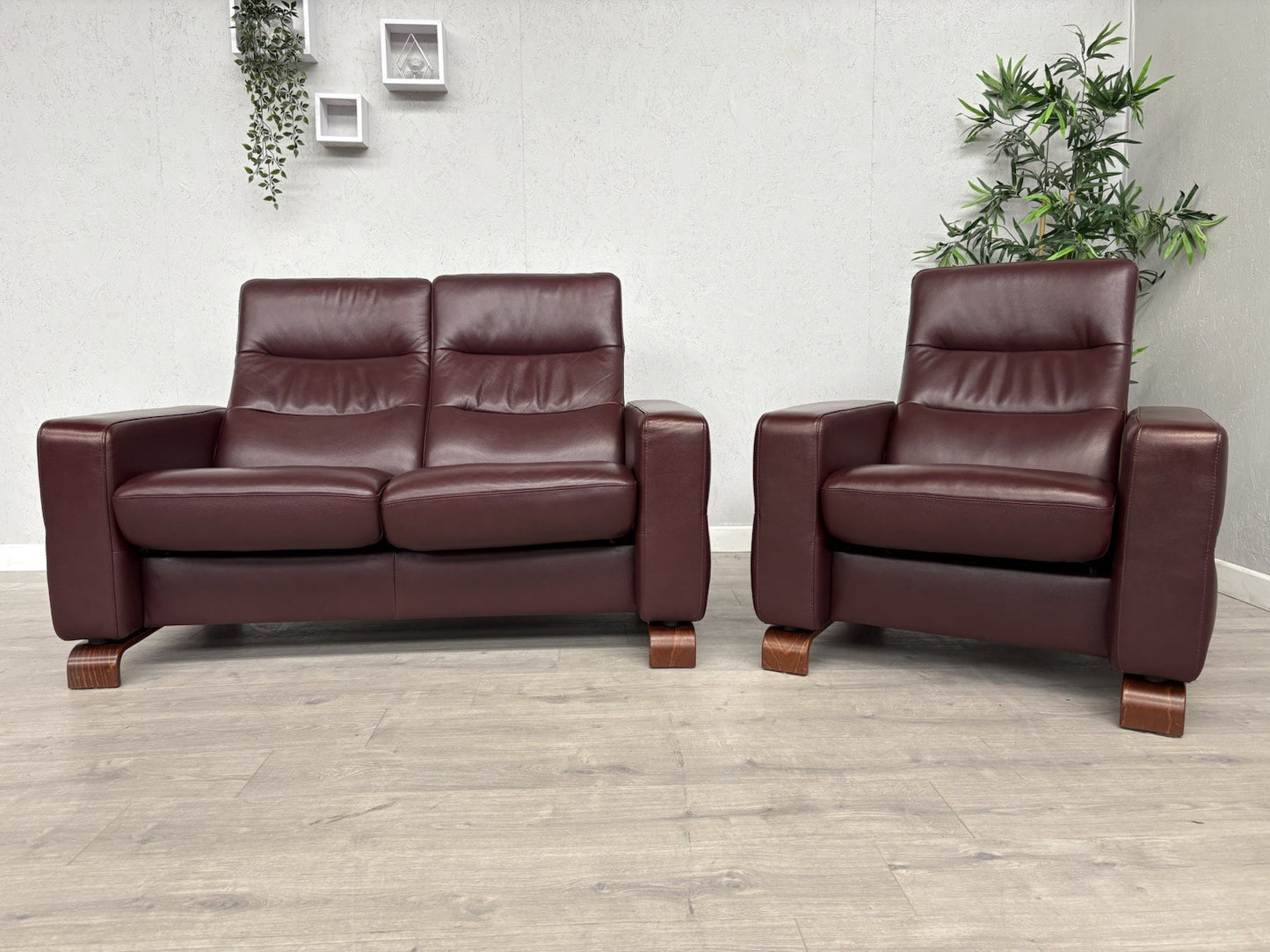 Stressless WAVE Leather High Back 2 Seater Sofa + Armchair  - RRP £4,998
