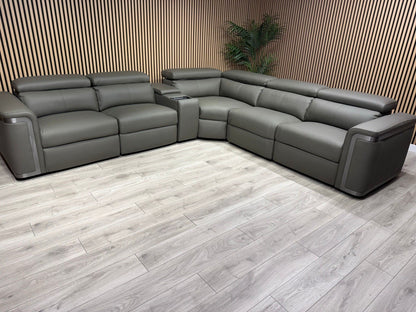 Sofology PLAZA style Leather 2c2 Power Recliner Sofa + Console - RRP £4699