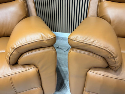 Furniture Village PANACHE Style Leather 3 Seater Sofa + 2 x Armchairs, Power