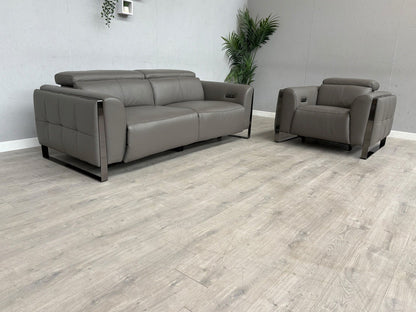 Furniture Village GISELLA Leather 3 Seater Sofa + Armchair Power Set - RRP £4390