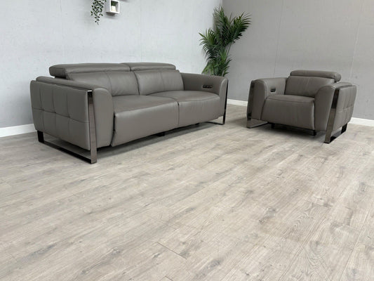 Furniture Village GISELLA Leather 3 Seater Sofa + Armchair Power Set - RRP £4390