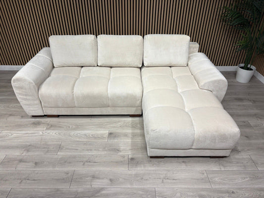 AZZURO Premium Fabric Corner Chaise Sofa Bed with Storage, Cream - RRP £1,799